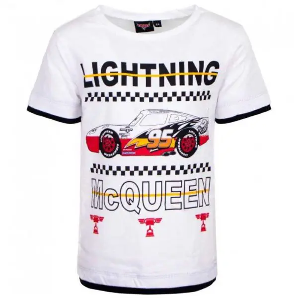 Hvid Cars T-Shirt Lightning McQueen