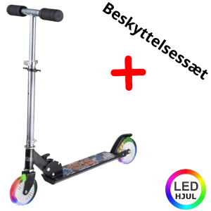 California Løbehjul Med LED-Lys + Beskyttelsessæt - Flere Størrelser