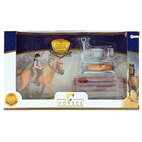 HORSES PRO Brun Hest Med Rytter Og Accessories (13cm) 5