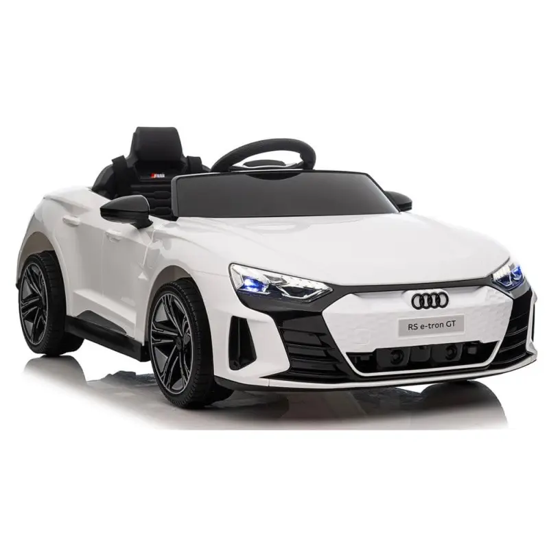 Audi RS e-tron GT Hvid 4 x 12V – elbil med firehjulstræk, lædersæde og EVA-hjul