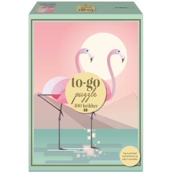To-Go Puzzle: Flamingoer, 300 brikker