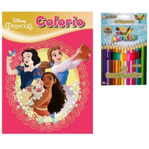 Colorio Disney Princess Malebog og ARTKIDS Pakke Med 18 Stk. Farveblyanter