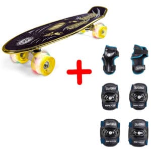 California Golden Speed Skateboard Med LED-Lys + Beskyttelsessæt 3